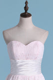 Sweetheart A Line Above Knee Length Lace Bridesmaid Dresses With Ruffles