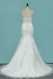 Strapless Mermaid/Trumpet Wedding Dresses Court Train With Beads And Applique