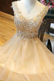 Homecoming Dresses A Line V Neck Tulle With Applique Short/Mini