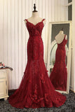 Lace Mermaid Red Prom Dresses Charming Evening Dress Sexy Prom Dress