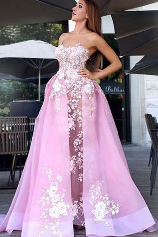 New Style A-Line Sweetheart Straps Pink Tulle Prom Dresses UK with Lace Appliques JS378