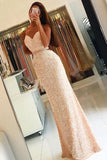 New Arrival Sequin Long Sweetheart Spaghetti Straps Criss Cross Beads Prom Dresses JS762