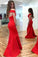Mermaid Red Elegant Sweetheart Off Shoulder Satin Corset Open Back Prom Dresses JS194