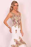 Prom Dresses Boat Neck Mermaid Tulle With Beads&Sequins Appliques