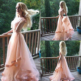 Blush Pink Beaded Two Pieces Fashion Sexy Party Dress Custom Made Prom Dresses JS757