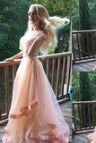 Blush Pink Beaded Two Pieces Fashion Sexy Party Dress Custom Made Prom Dresses JS757