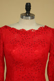 Lace Scoop Mother Of The Bride Dresses Sheath 3/4 Length Sleeves
