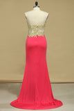 Spandex Prom Dresses Sweetheart With Applique And Slit