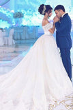 Off The Shoulder Wedding Dresses Sheath Tulle With Applique And Beads