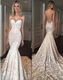 Gorgeous Mermaid Sweetheart Court Train Tulle Wedding Dresses with Appliques Lace JS275