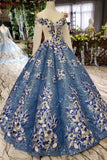 Stunning Long Sleeves Ball Gown Sequins Long Prom Dresses with Appliques