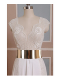 Cap Sleeves Sexy V-neck Side Slit Wedding Party Dresses Popular prom dresses online WD0121