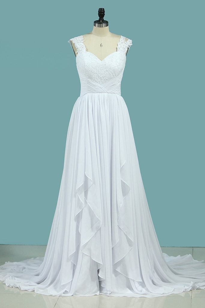 Wedding Dresses A Line Chiffon Off The Shoulder With Applique And Slit
