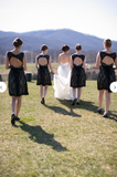 Simple Hot Scoop Open Back Lace Black Short Bridesmaid Dresses JS463