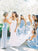 Elegant Sheath Halter Light Blue Satin Long Bridesmaid Dresses