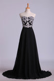 Fascinating Sweetheart A Line Floor Length Prom Dresses With Applique Chiffon