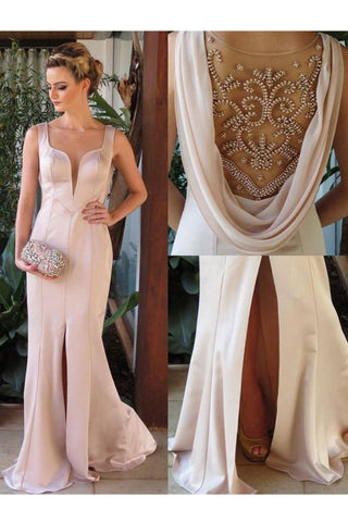 Prom Dresses Mermaid Scoop Chiffon With Beads And Slit