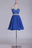 A Line Sweetheart Chiffon With Beads And Applique Homecoming Dresses