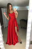 Vintage Red Simple Elegant Cheap Long Prom Dresses Party Dresses