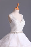 Hot Wedding Dresses V-Neck A Line Organza With Beading And Sash