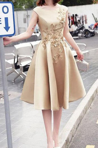 Homecoming Dresses A Line Scoop Satin With Applique Lace Up