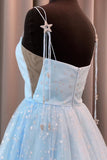 Charming A Line Spaghetti Straps Tulle Prom Dresses With Stars Dance SJSP8AGEYHP