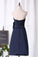 A Line Bridesmaid Dresses Strapless Knee Length Satin With Ruffles