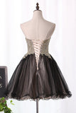 Bicolor Sweetheart Homecoming Dresses Tulle With Beads And Applique