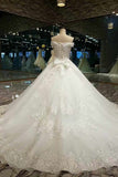 Off The Shoulder Wedding Dresses A Line With Beading Bow Knot
