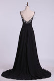 Spaghetti Straps Prom Dresses A Line With Beading