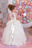 Flower Girl Dresses A Line Chiffon & Lace With Sash Lace Up