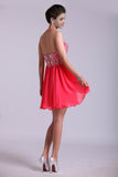Homecoming Dresses A Line Halter Short/Mini Chiffon With Beading Sequins