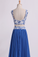 Two Pieces A Line Prom Dresses Chiffon Floor Length With Applique