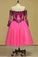 Long Sleeves Boat Neck Prom Dresses A Line With Applique Tulle