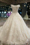 Excellent New Arrival Off The Shoulder A Line With Crystals Tulle Wedding Dresses