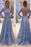 Lace Evening Dress Blue Prom Gowns Modest Prom Dresses For Teens Formal