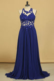 Prom Dresses A Line Scoop Chiffon With Applique Floor Length