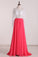 Scoop Evening Dresses Long Sleeves A Line Chiffon With Applique And Beads