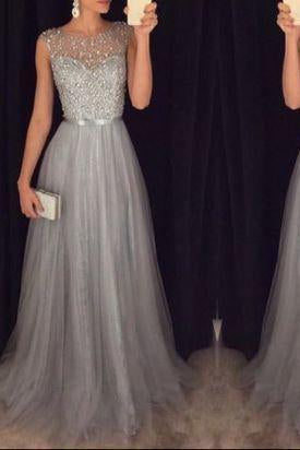 A-Line New Arrival Long Beading Real Made Christmas Dresses Long Prom Dresses uk D88