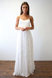 Charming Simple Ivory A Line Spaghetti Straps Lace Beach Wedding Dresses