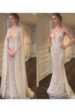 Spaghetti Straps Wedding Dresses Mermaid Lace With Sash And Cape