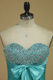 Sweetheart Homecoming Dresses A Line Short/Mini With Beads And Bow Knot