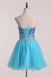 Homecoming Dresses Sweetheart With Rhinestones Tulle A Line