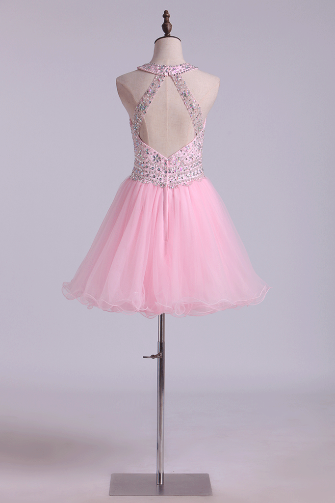 Homecoming Dresses Scoop A Line Tulle With Beads