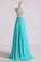 Scoop A Line Exquisite Chiffon Beading Prom Dresses With Applique