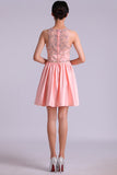 Scoop A Line Homecoming Dresses Satin Short