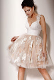 One Shoulder Homecoming Dresses Tulle With Applique And Ruffles Knee Length