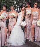 Mermaid Sweetheart Blush Bridesmaid Dresses with Lace, Wedding Party SJS20465