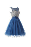 Tulle Scoop Beaded Bodice Homecoming Dresses A Line Short/Mini