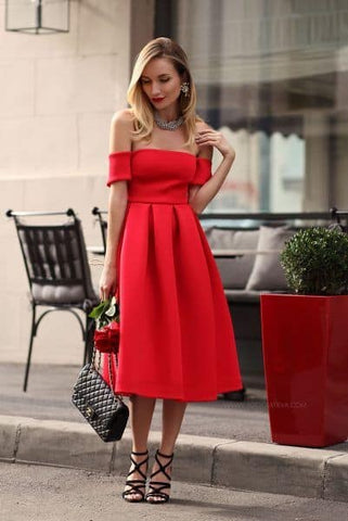 Formal Dress Long Tea Length Red Homecoming Dresses Prom Dresses